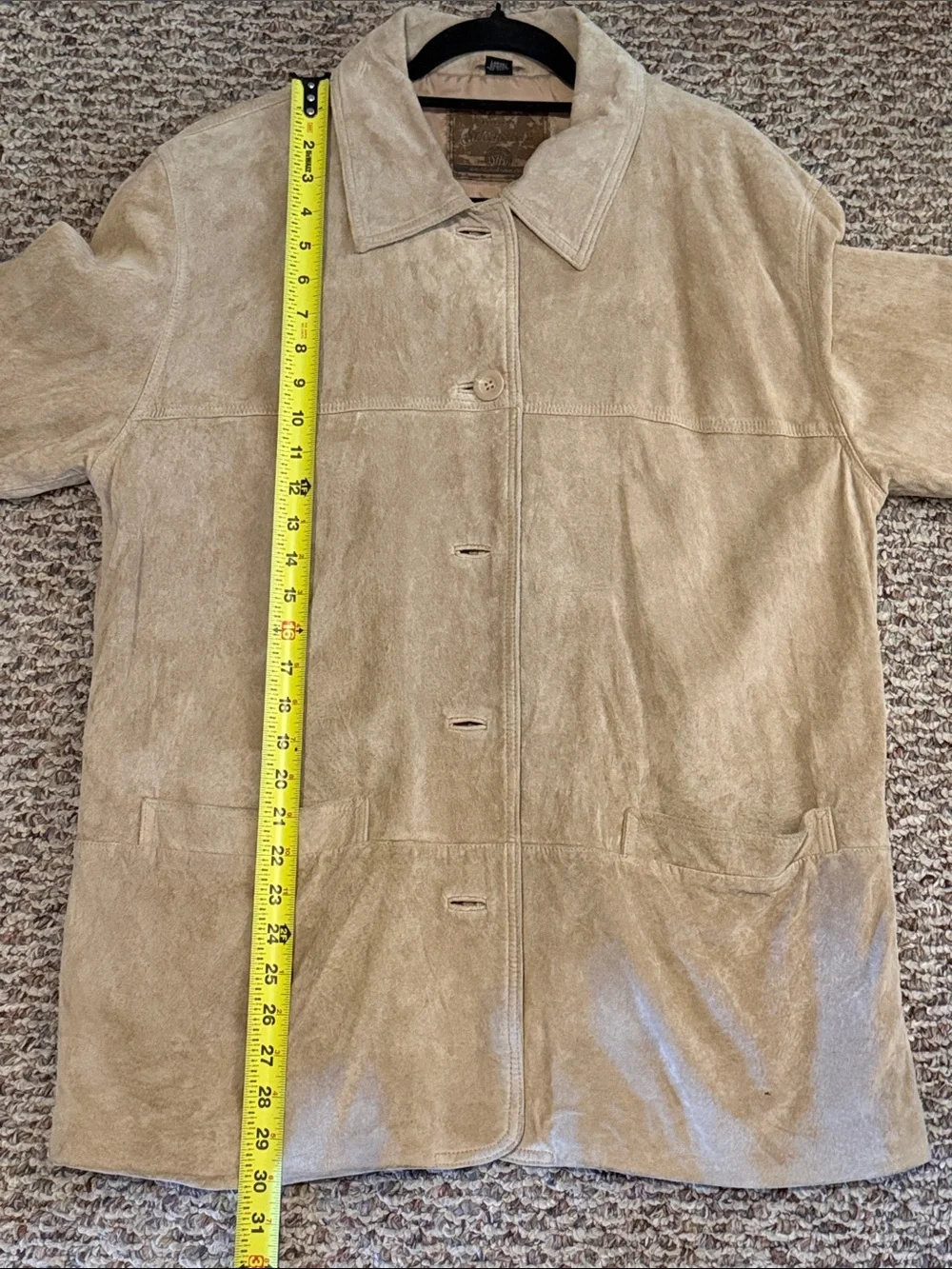 Vintage St. John's Bay Tan Suede Button-Front Jacket, Size L WELL LOVED